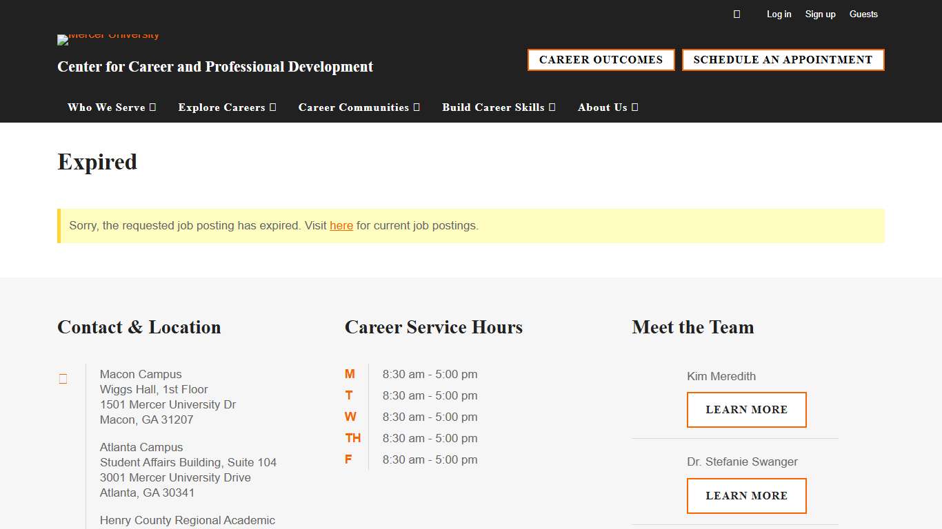 Post Expired – Center for Career and Professional Development Mercer University