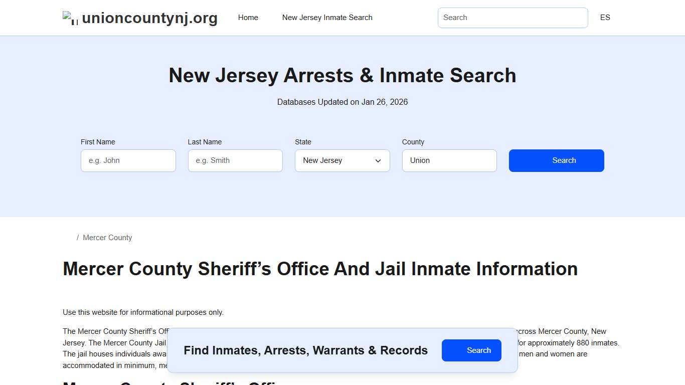 Mercer County Sheriff, NJ, Jail Inmate Search, Recent Arrests